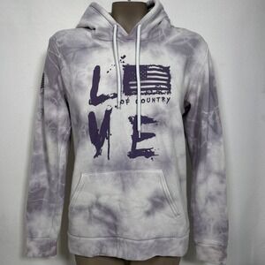 Grunt Style Love of Country Tie Dye Purple White Fleece Hoodie Women's MEDIUM